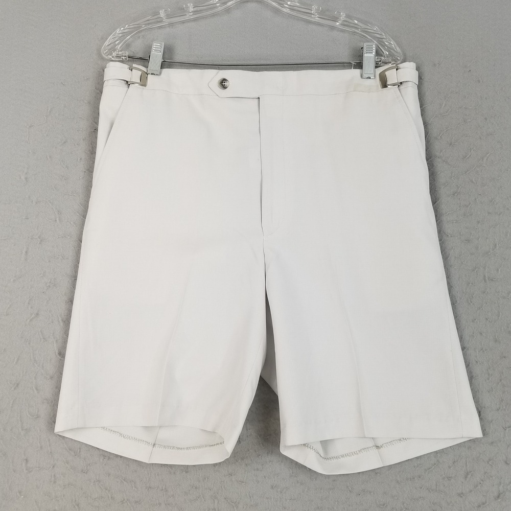 Island Club Ltd Shorts Mens 34 White Adjust-Tizer Vintage Golf Dacron WPL 6071